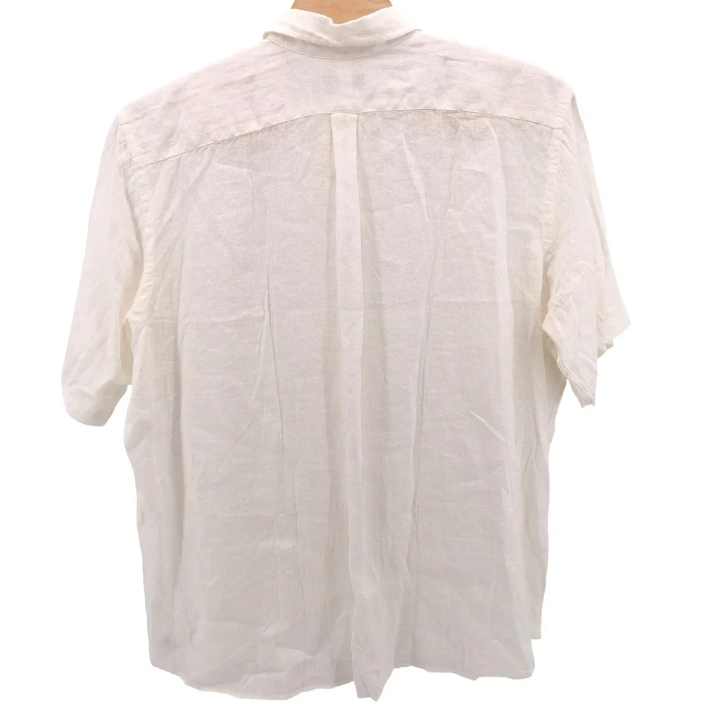 NEW Polo Ralph Lauren Linen Button Down Shirt White Short Sleeve Mens 3XLT $138